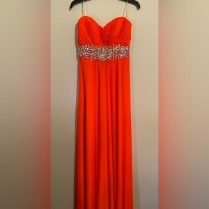 Strapless Orangey/Pink Formal/Prom Dress